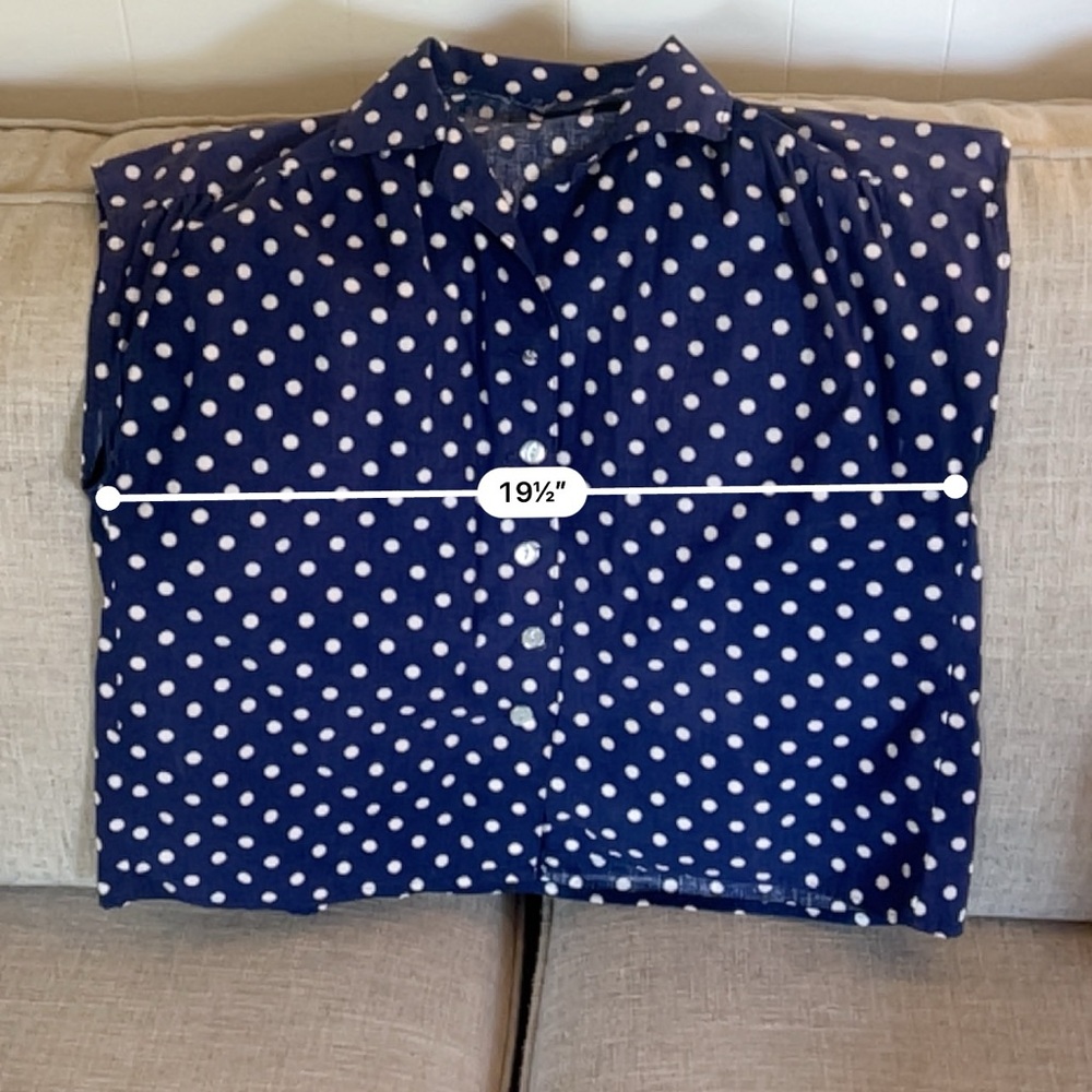 Vintage Polka Dot Navy Blue Women's Top - Picture 5 of 5